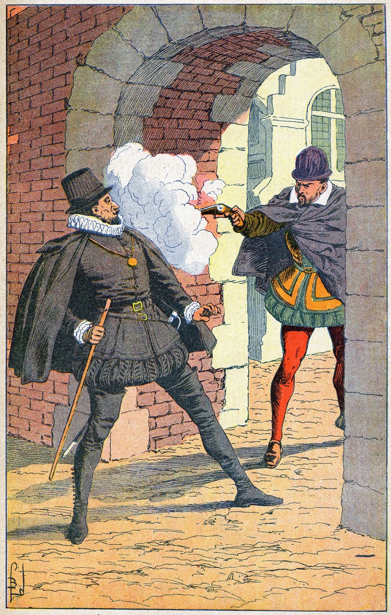 Ermordung von Wilhelm I. dem Schweigsamen in Delft, 1584 von Louis Charles Bombled
