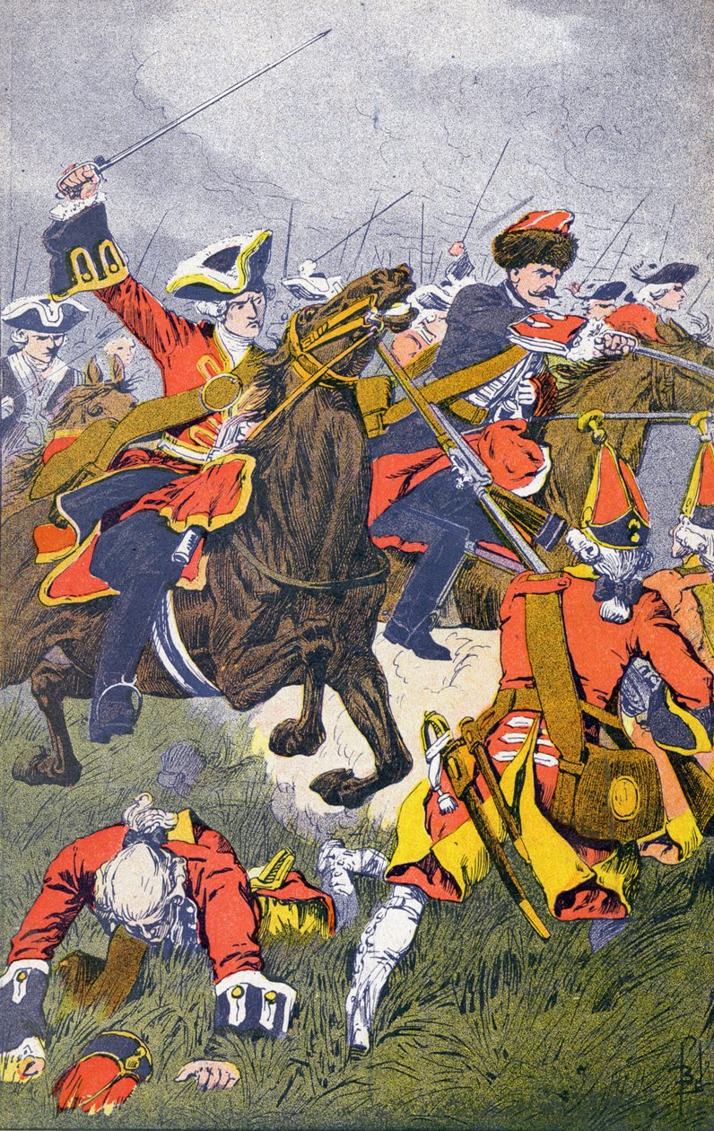 Angriff des Königshauses in der Schlacht bei Fontenoy von Louis Charles Bombled