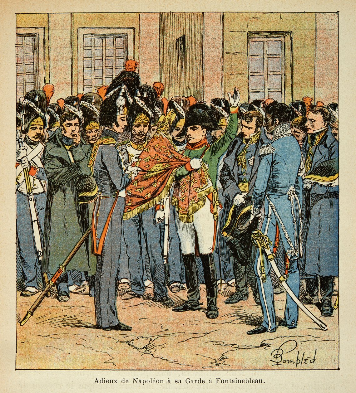 Illustration von Louis Bombled (1862-1927) aus dem Buch „Das Memorial von St. Helena“ von Graf Emmanuel de Las Cases (1766-1842): Der Abschied Napoleons von seiner Garde in Fontainebleau von Louis Charles Bombled