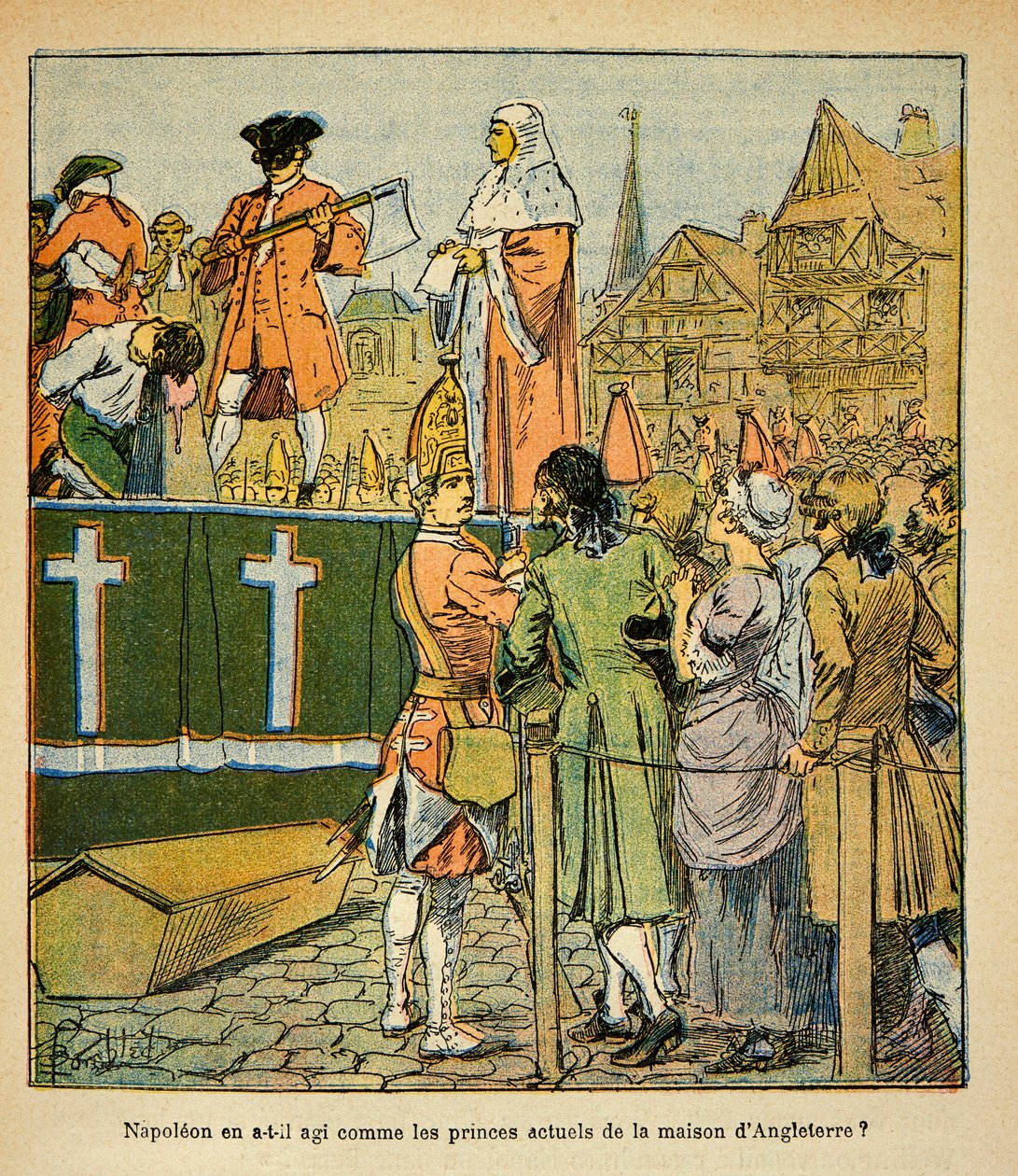 Illustration aus dem Buch „The Memorial of Saint Helene“ von Graf Emmanuel de Las Cases: Öffentliche Hinrichtung in England im 18. Jahrhundert von Louis Charles Bombled