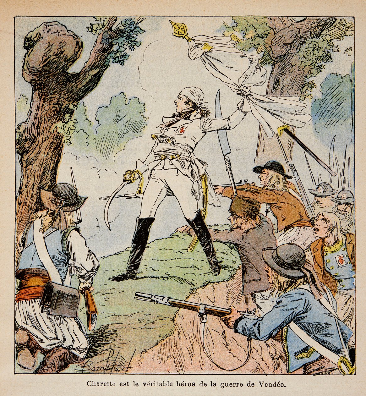 Chef Vendeen Charrette und seine Anhänger, aus dem Buch „The Memorial of Saint Helene“ von Graf Emmanuel de Las Cases von Louis Charles Bombled