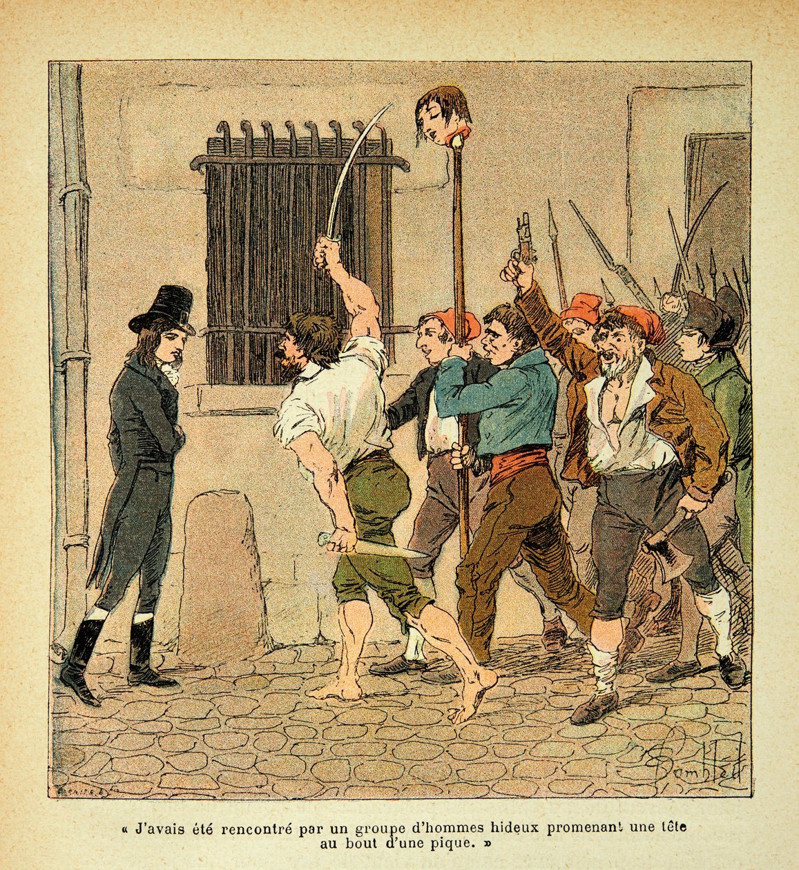 Illustration von Louis Bombled aus dem Buch „Das Memorial von Saint Helene“ von Graf Emmanuel de Las Cases: Bonaparte während der Französischen Revolution, wie er der Menge gegenübertritt von Louis Charles Bombled