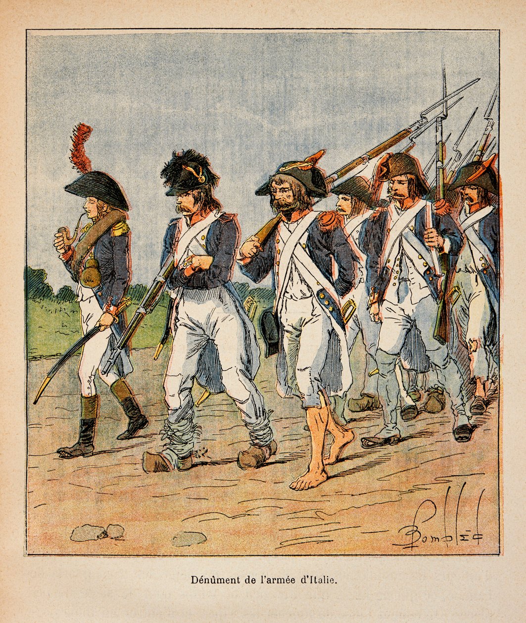 Illustration von Louis Bombled aus dem Buch „Das Memorial von Saint Helene“ von Graf Emmanuel de Las Cases: Denunziation der Armee von Italien von Louis Charles Bombled
