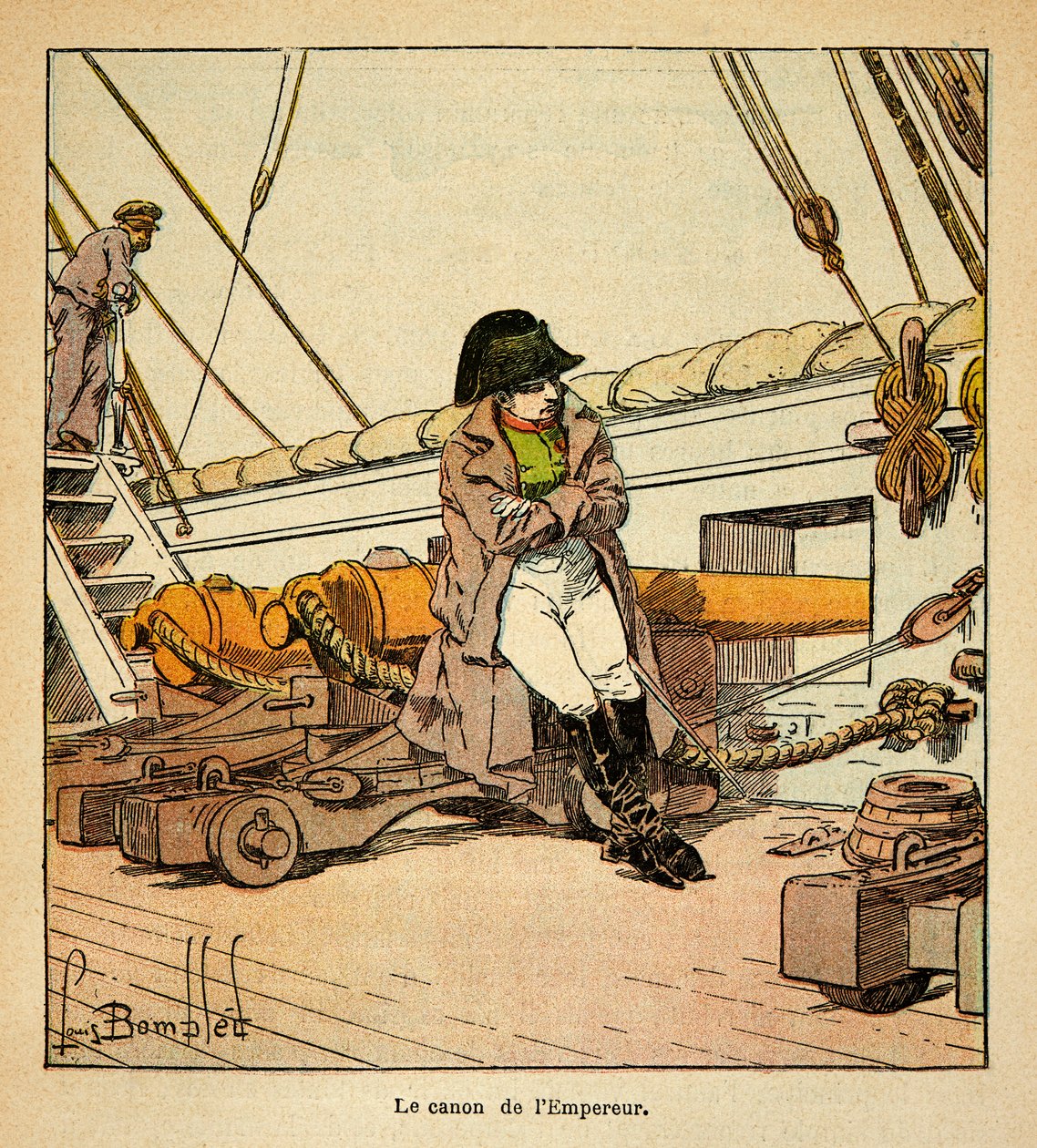 Illustration von Louis Bombled aus dem Buch „Das Memorial von Saint Helene“ von Graf Emmanuel de Las Cases: Der Kaiser Napoleon an Bord der Northumberland im Jahr 1815 von Louis Charles Bombled