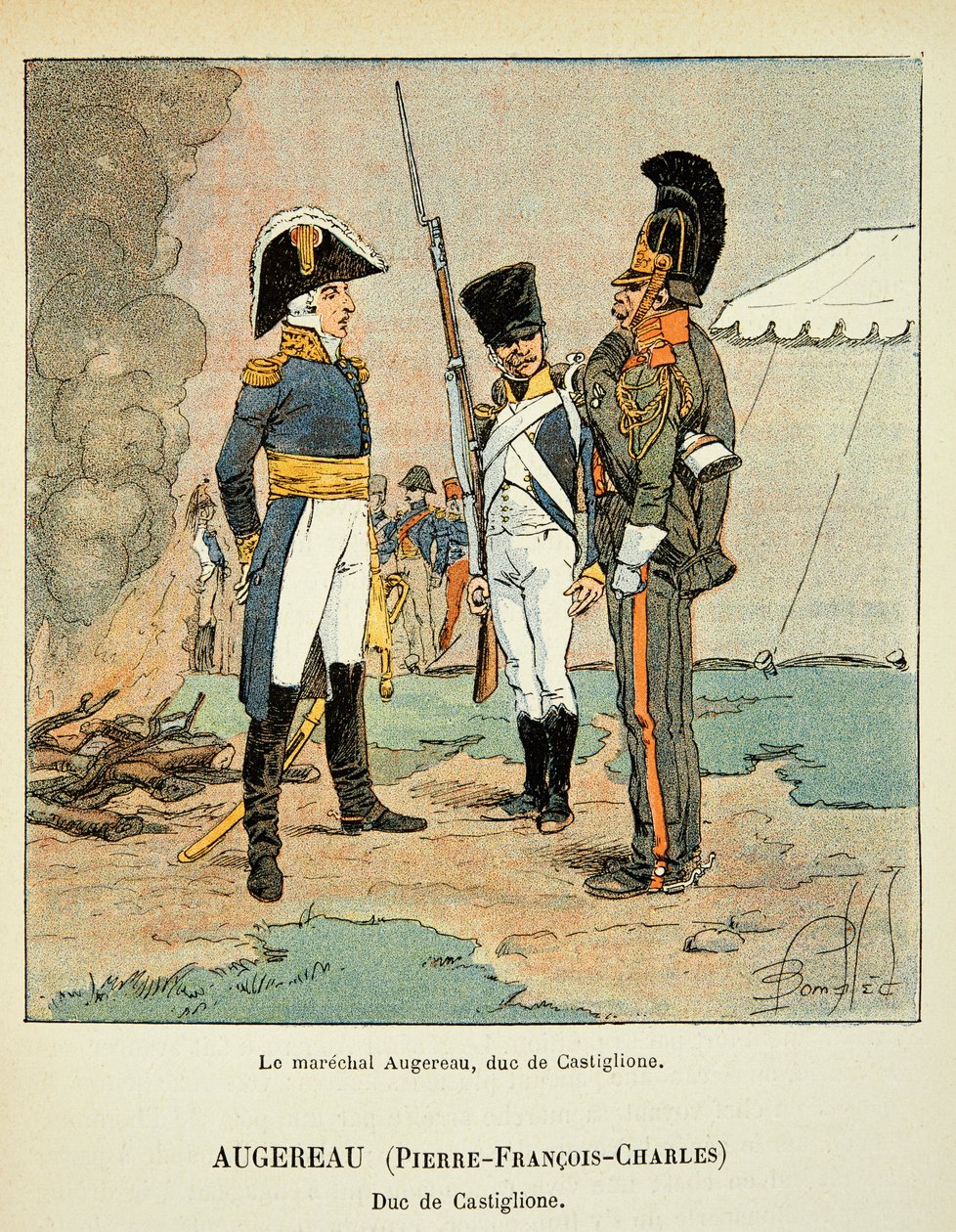 Illustration von Louis Bombled (1862-1927) aus dem Buch „Das Memorial von St. Helena“ von Graf Emmanuel de Las Cases (1766-1842): Marschall Pierre Augereau (1757-1816), Herzog von Castiglione von Louis Charles Bombled