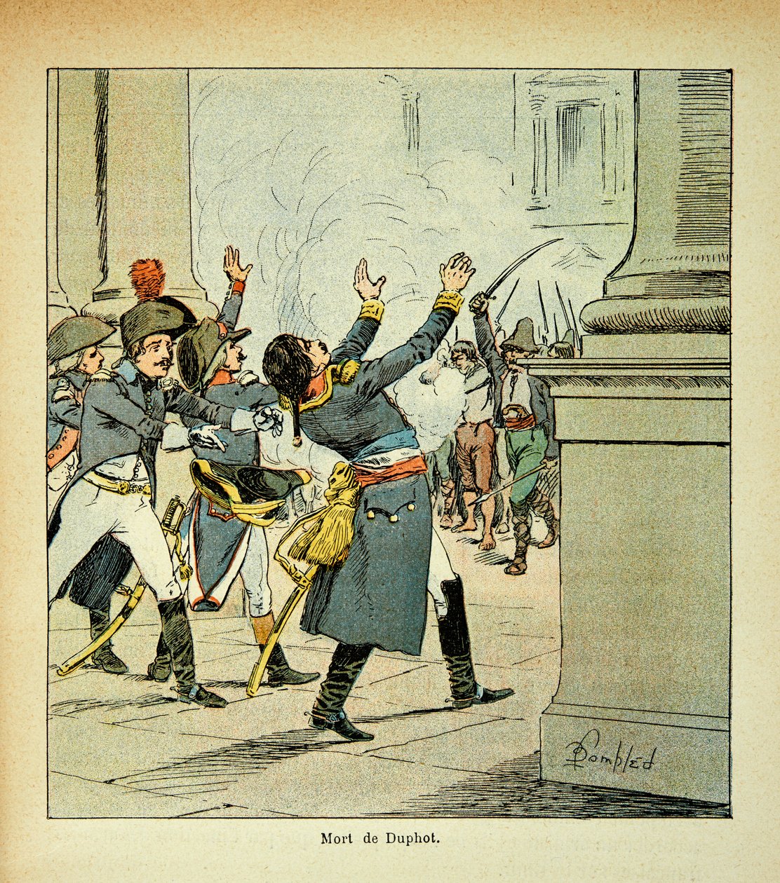 Illustration aus dem Buch „The Memorial of Saint Helene“ von Graf Emmanuel de Las Cases: Ermordung von General Leonard Duphot in Rom im Jahr 1797 von Louis Charles Bombled