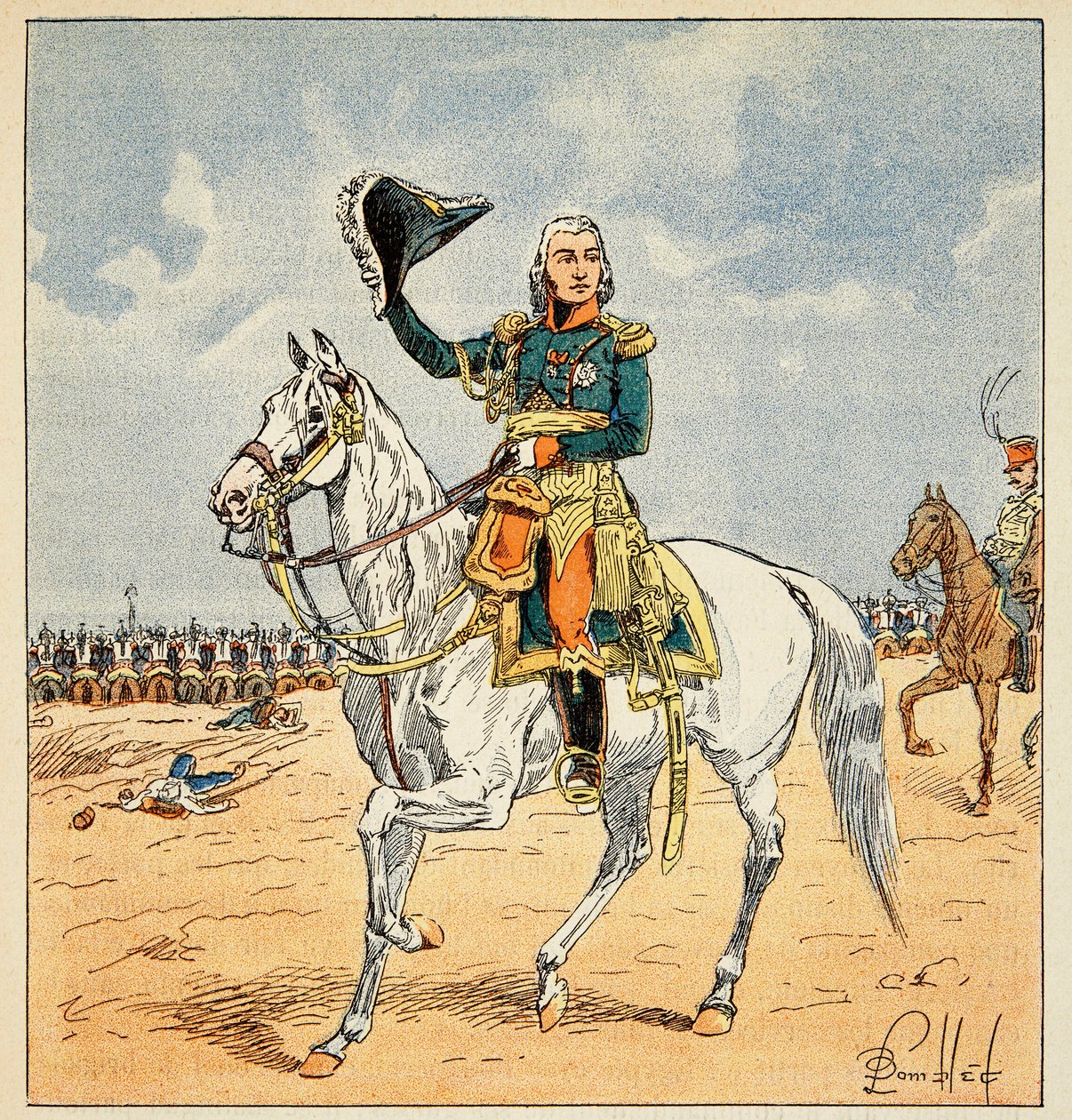 Illustration aus dem Buch „The Memorial of Saint Helene“ von Graf Emmanuel de Las Cases: Reiterporträt von Marschall Jean Baptiste Bessieres, Herzog von Istrien von Louis Charles Bombled