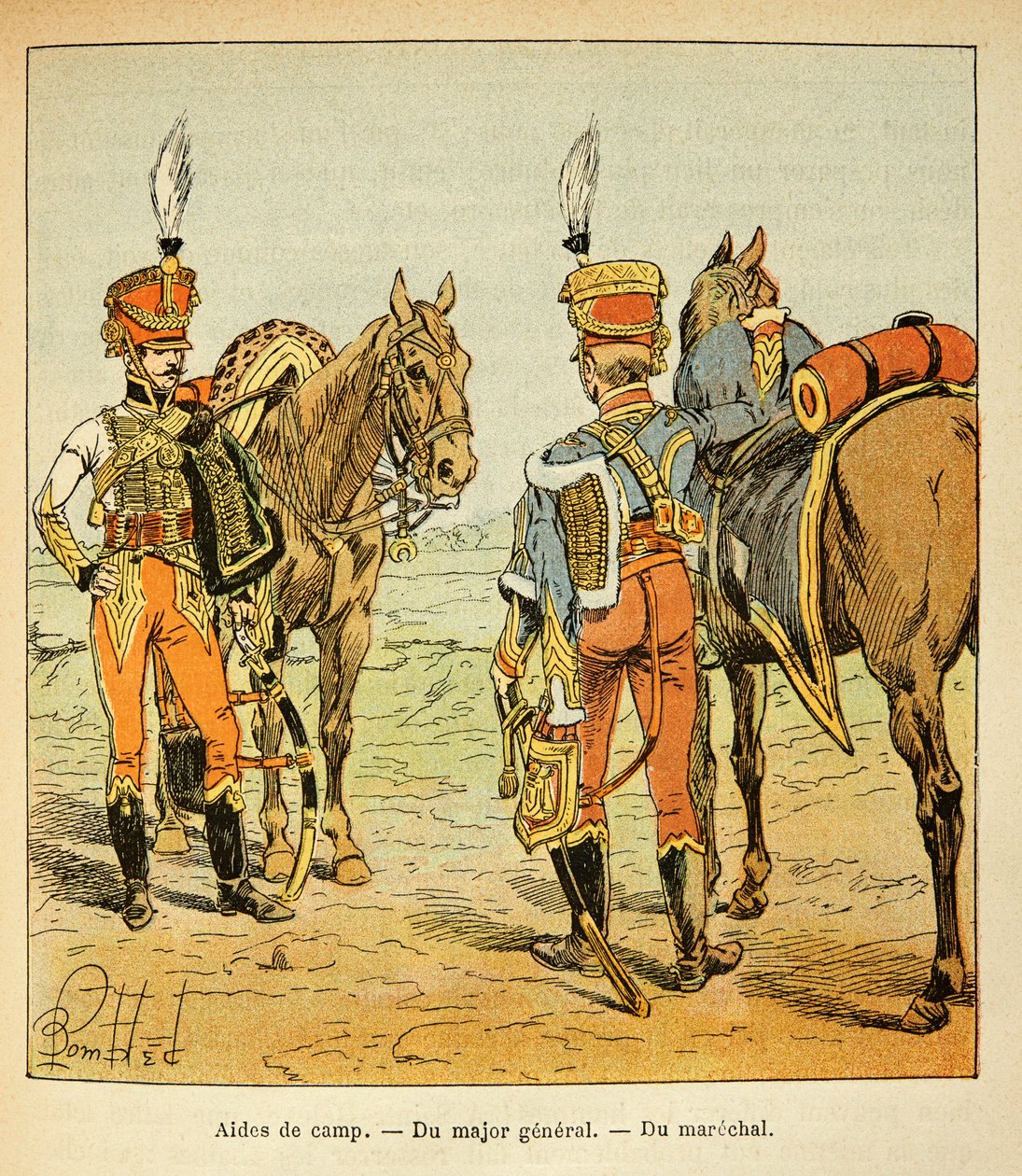 Illustration aus dem Buch „The Memorial of Saint Helene“ von Graf Emmanuel de Las Cases: Adjutant der großen Armee: des Generalmajors und des Marschalls von Louis Charles Bombled