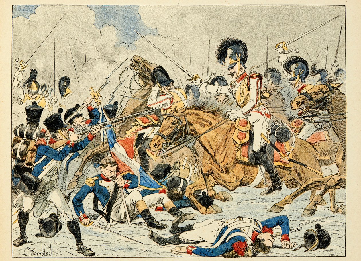 Illustration aus dem Buch „Les heros du Siecle“, anekdotische Erzählungen von Dick de Lonlay und illustriert von Louis Bombled von Louis Charles Bombled