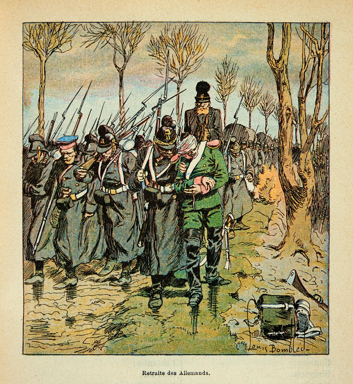 Die Armee der Loire von Eugene Sergent, genannt Grenest, illustriert von Louis Bombled (Französisch-Deutscher Krieg; Feldzug 1870-1871): Rückzug der deutschen Armee nach der Schlacht von Coulmiers am 9. November 1870 von Louis Charles Bombled