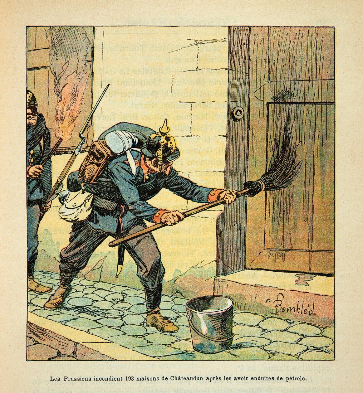 Die Armee der Loire von Eugene Sergent, genannt Grenest, illustriert von Louis Bombled (1862-1927) (Deutsch-Französischer Krieg; Feldzug von 1870-1871): Die Preußen setzen 193 Häuser in Brand, nachdem sie die Stadt Châteaudun erobert haben, nachdem sie sie von Louis Charles Bombled