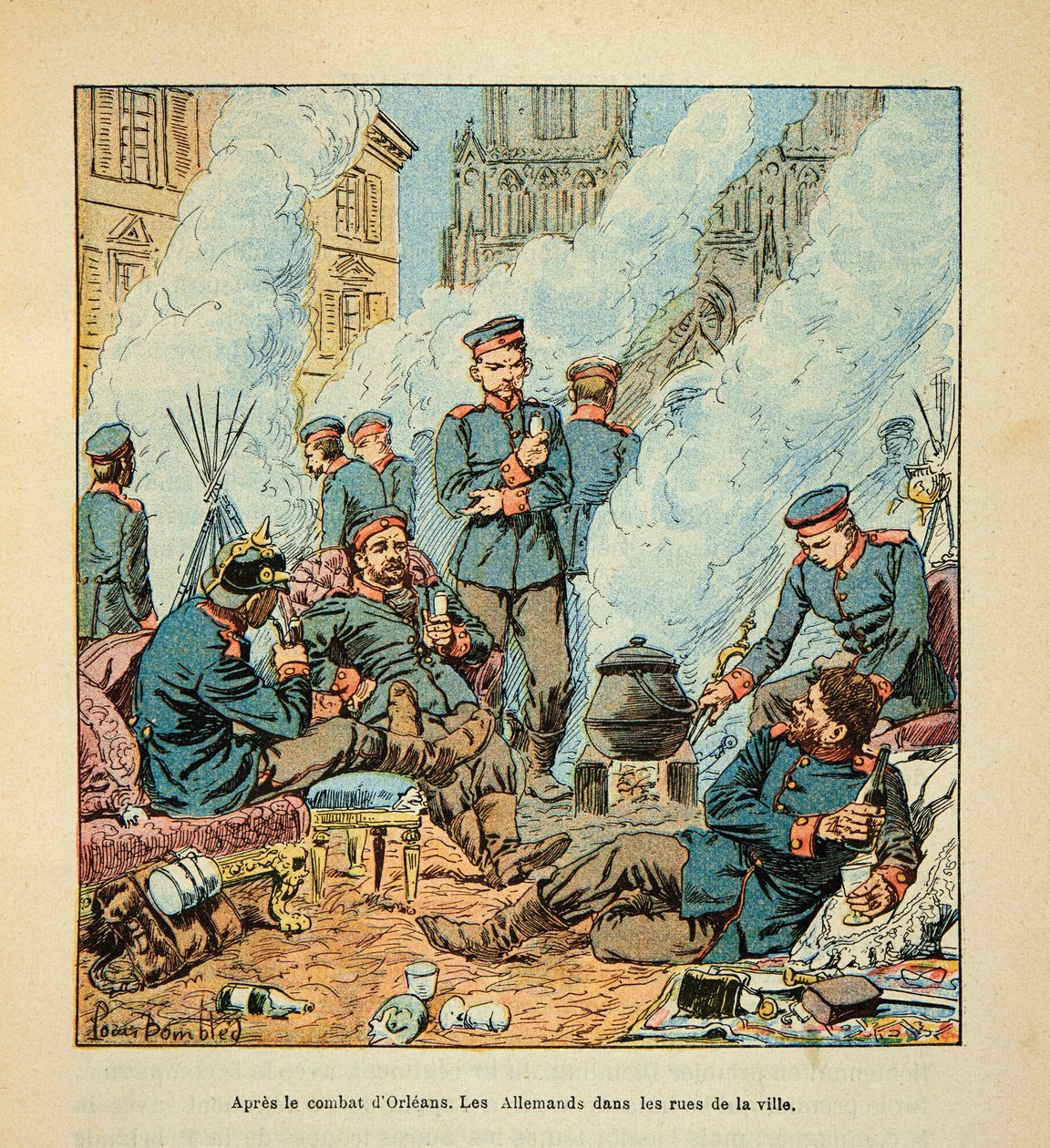 Die Armee der Loire von Eugene Sergent, illustriert von Louis Bombled (Deutsch-Französischer Krieg; Feldzug von 1870-1871): Die Deutschen besetzen die Stadt Orléans am 11. Oktober von Louis Charles Bombled