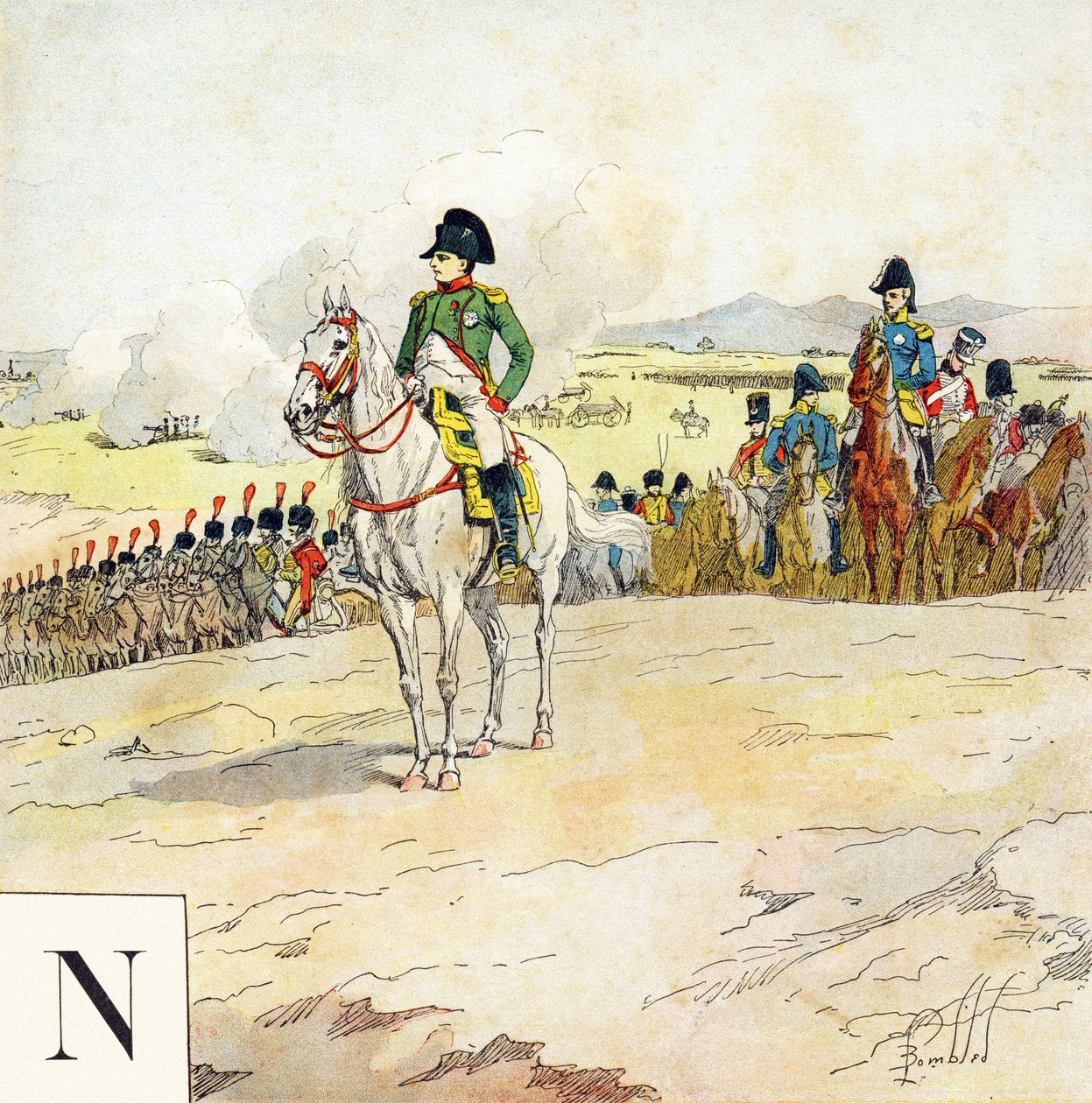 Buchstabe N: Napoleon, "Je serai soldat" - Militäralphabet von Louis Charles Bombled
