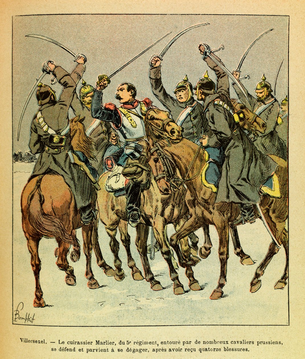 Die östliche Armee: Während der Schlacht von Villersexel, das Schlachtschiff Marlier des 5. Regiments von den Preußen umzingelt, gelang es zu entkommen von Louis Charles Bombled