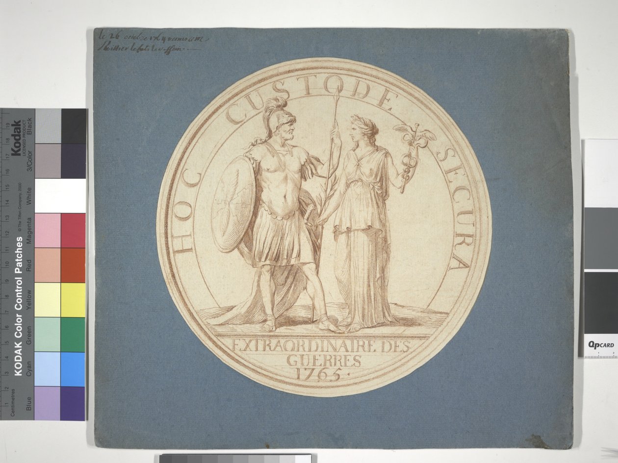 Medaille Design, Krieg und Frieden: HOC CUSTODE SECURA von Louis Claude (attr. to) Vassé