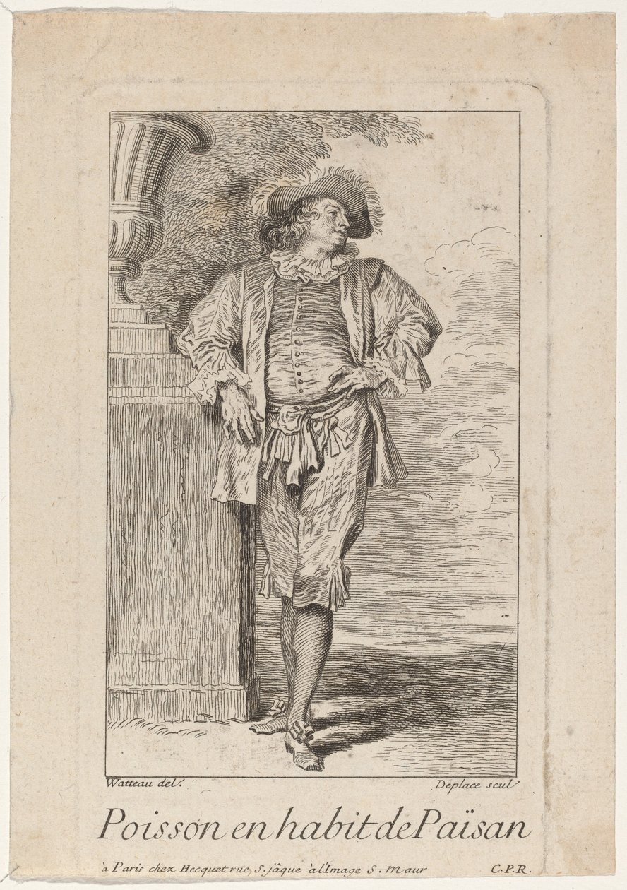 Fisch im Bauernkleid von Louis Deplaces after Antoine Watteau