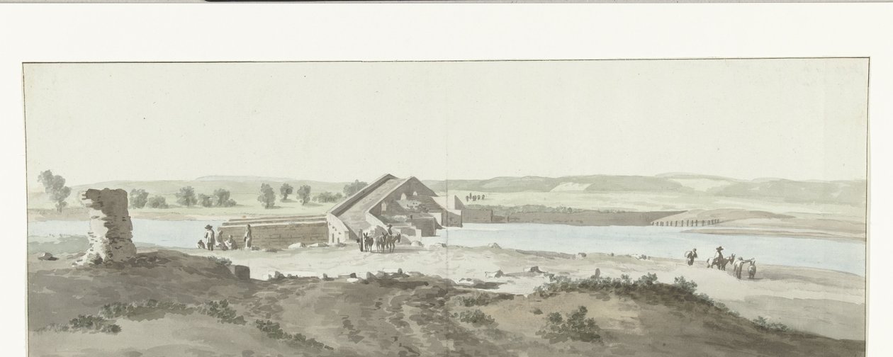 Ansicht der Canosa-Brücke über den Ofanto in Apulien (Voyage en Italie, en Sicile et à Malte - 1778) von Louis Ducros
