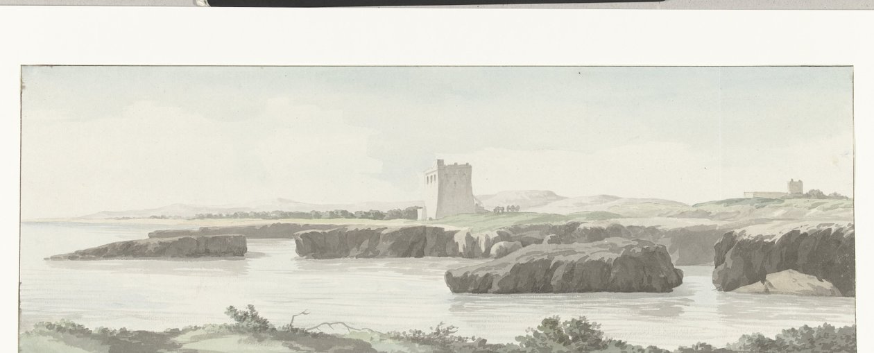 Ansicht der Küste der Adria mit einem Beobachtungsturm gegenüber von Monopoli (Voyage en Italie, en Sicile et à Malte - 1778) von Louis Ducros