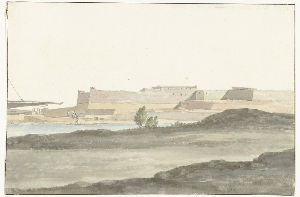 Ansicht der Burg, die den Hafen von Barletta dominiert (Voyage en Italie, en Sicile et à Malte - 1778) von Louis Ducros