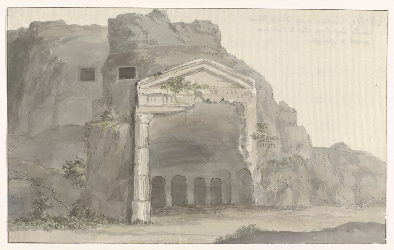 Gräber mit dorischem Giebel in Felsen gehauen in der Umgebung von Syrakus
Reise nach Italien, Sizilien und Malta - 1778 (Serientitel) von Louis Ducros