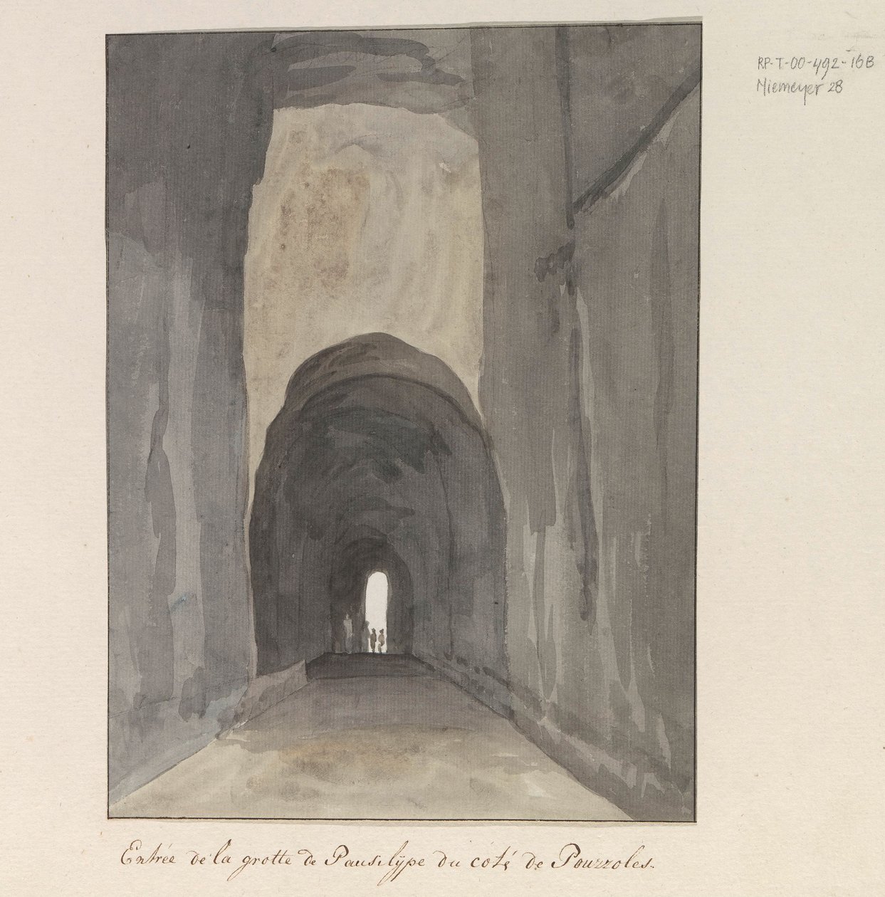 Eingang der Grotte Crypta Neapolitana (oder Grotta di Posillipo) an der Küste von Pozzuoli (Voyage en Italie, en Sicile et à Malte - 1778) von Louis Ducros