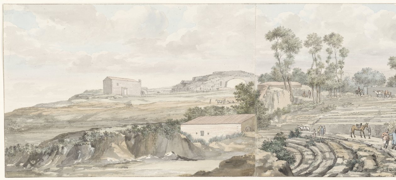 Innenansicht mit Treppen des Theaters in Syrakus (Voyage en Italie, en Sicile et à Malte - 1778) von Louis Ducros