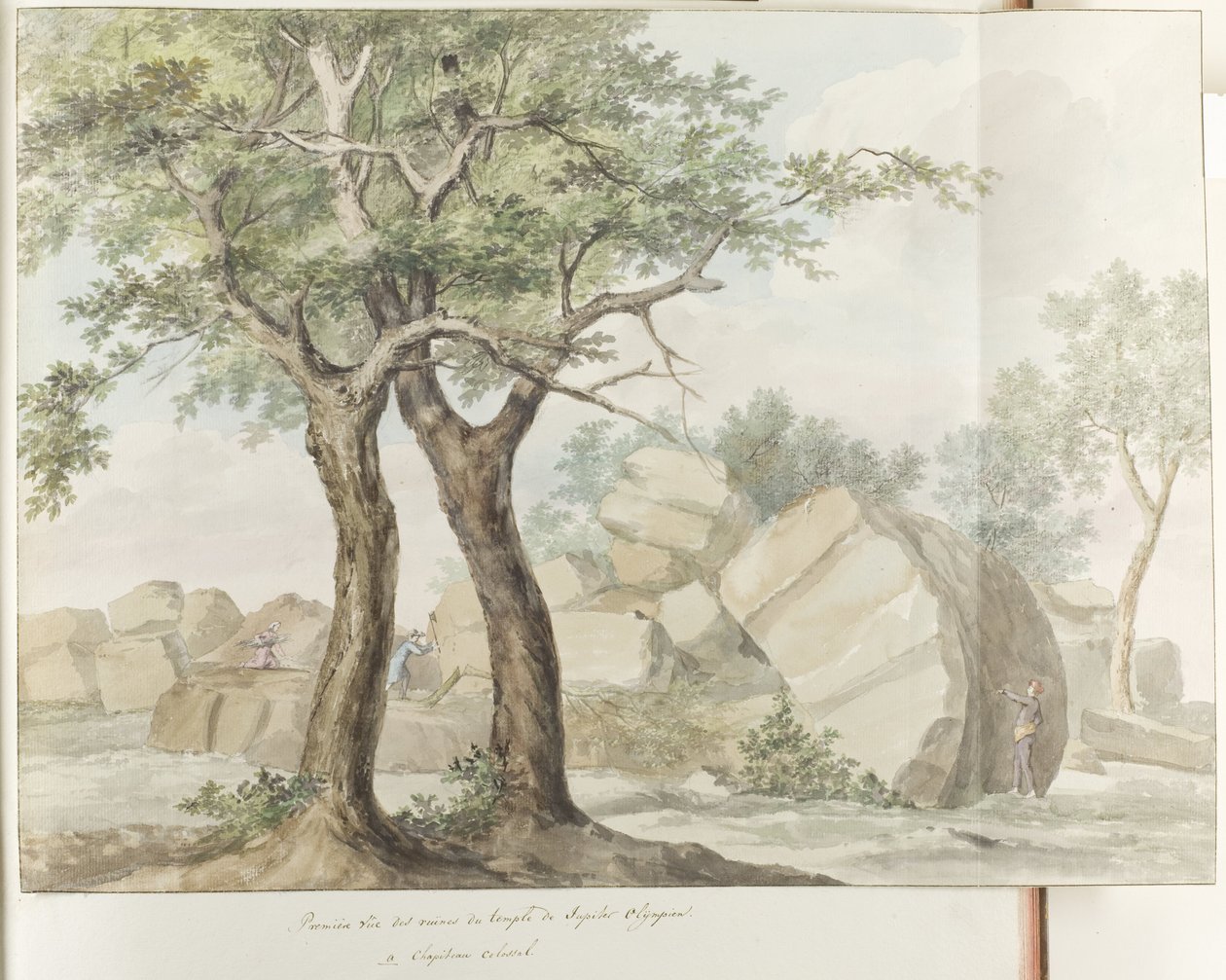 Ruine des Zeus-Olympus-Tempels im alten Agrigent von Louis Ducros