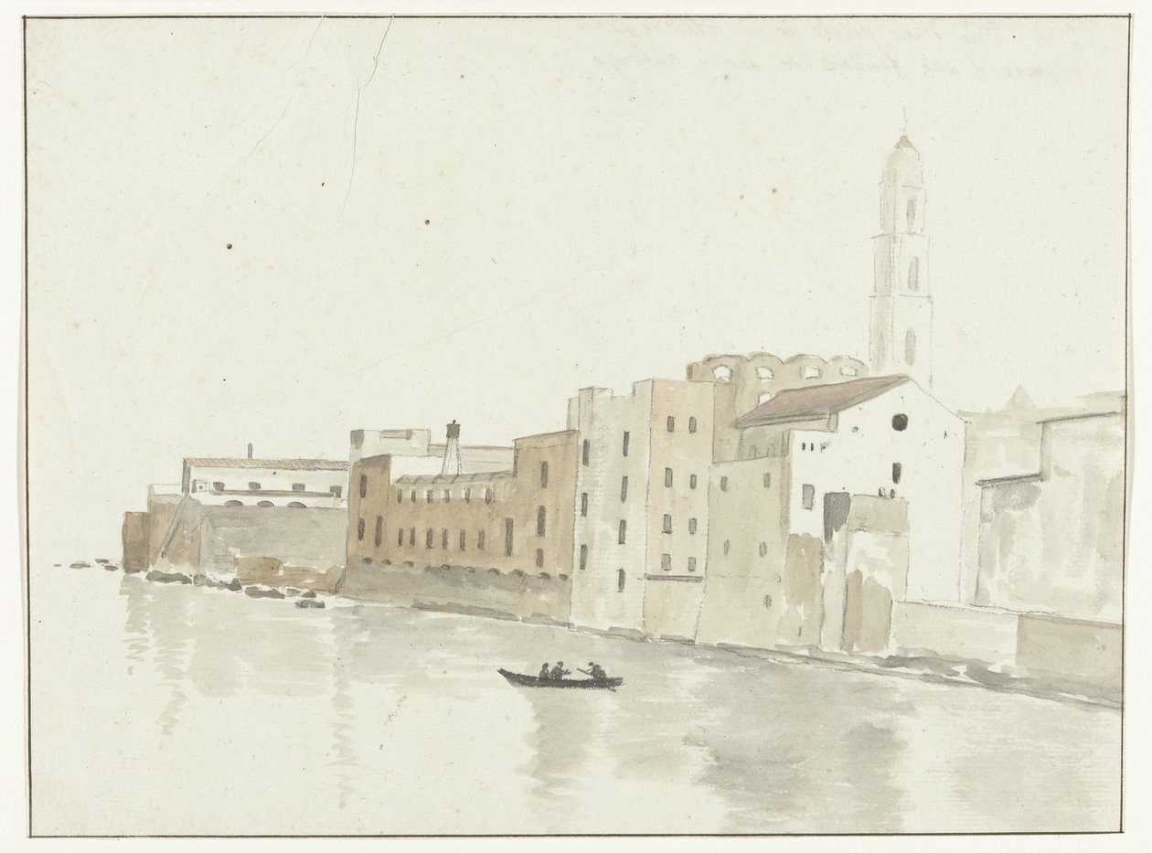Stadtansicht in Bari aus einem Fenster der Herberge (Voyage en Italie, en Sicile et à Malte - 1778) von Louis Ducros