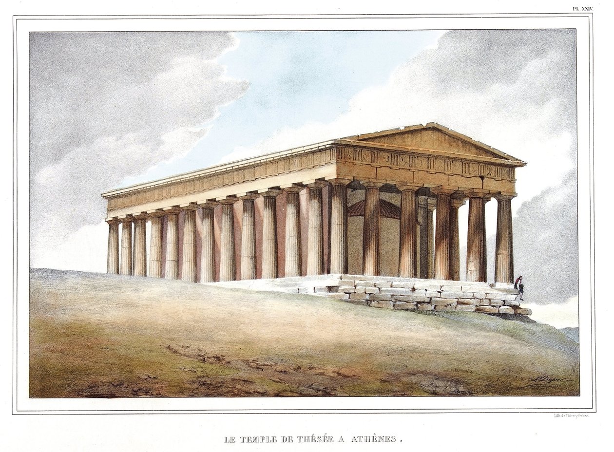 Der Tempel des Theseus in Athen. in „Reise nach Athen und Konstantinopel, oder Sammlung griechischer und osmanischer Porträts, Ansichten und Kostüme, nach der Natur gemalt, lithographiert und koloriert von Louis Dupre (1789-1837), Schüler von David.1825. von Louis Dupré