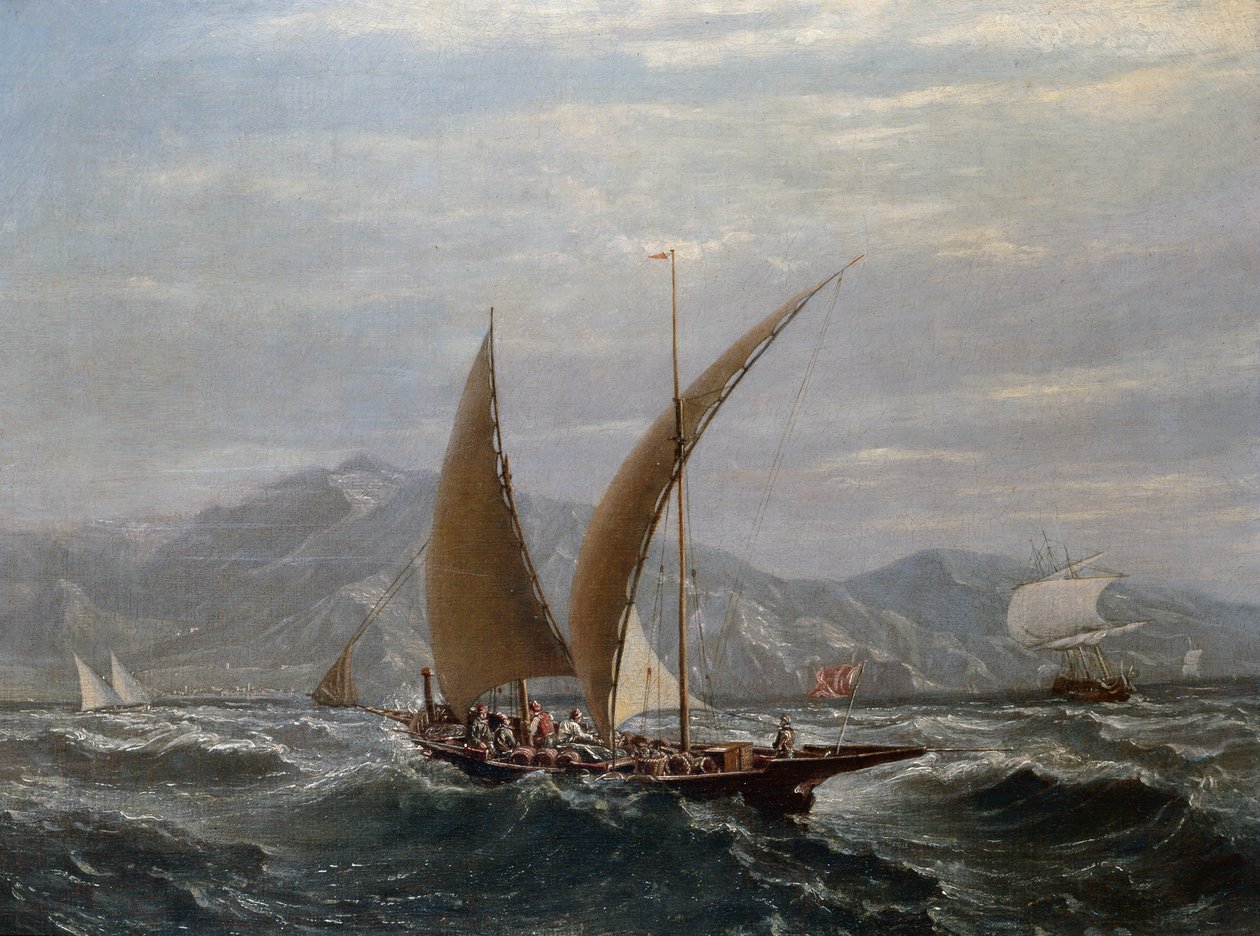 Eine mediterrane Tartane von Louis Eugene Gabriel Isabey