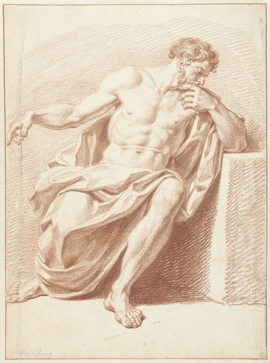 Studie eines sitzenden Mannes mit umgeschlagener Draperie von Louis Fabritius Dubourg