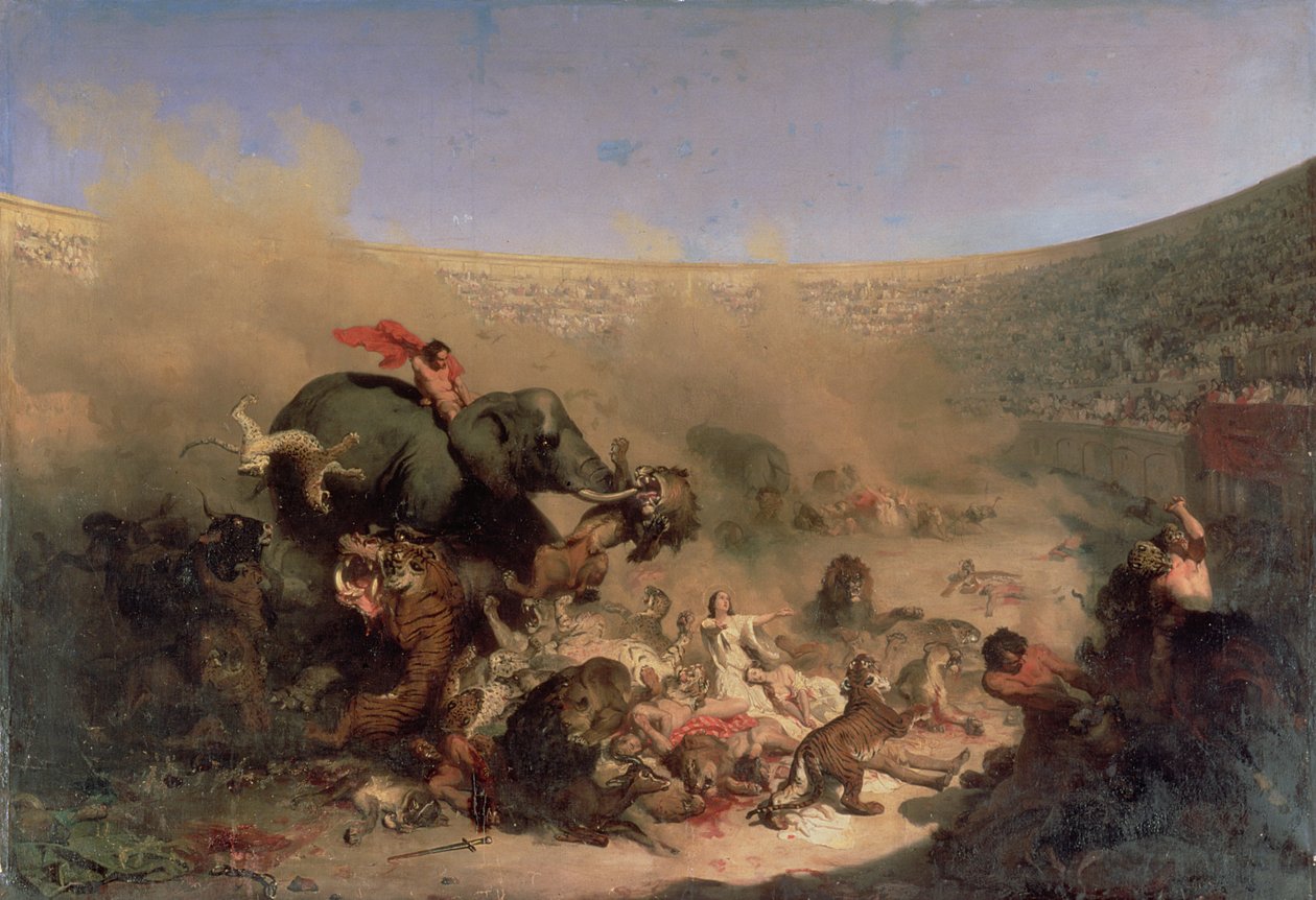 Die Christen werden von den Römern den Bestien vorgeworfen von Louis Felix Leullier