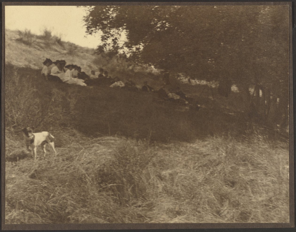 Gruppenporträt, Rast im Feld mit Hund von Louis Fleckenstein
