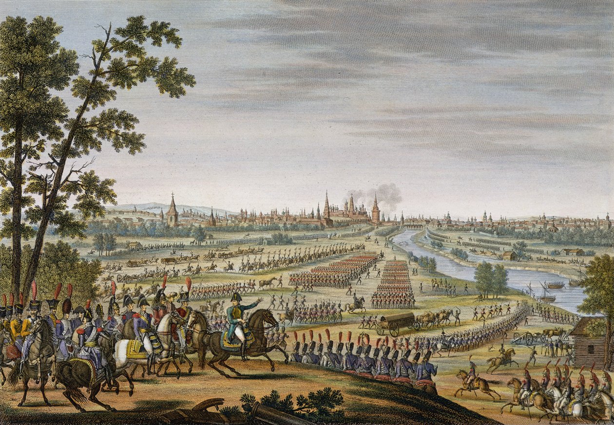 Der Einzug der Franzosen in Moskau, 14. September 1812 (gestochen von Edme Bovinet) von Louis Francois Couche