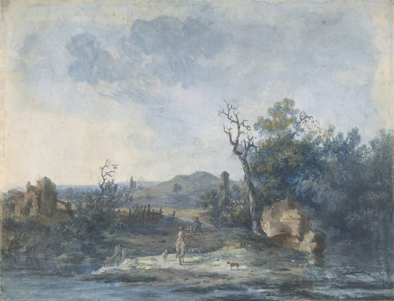 Figuren auf einer Landstraße, n.d. von Louis Gabriel Moreau