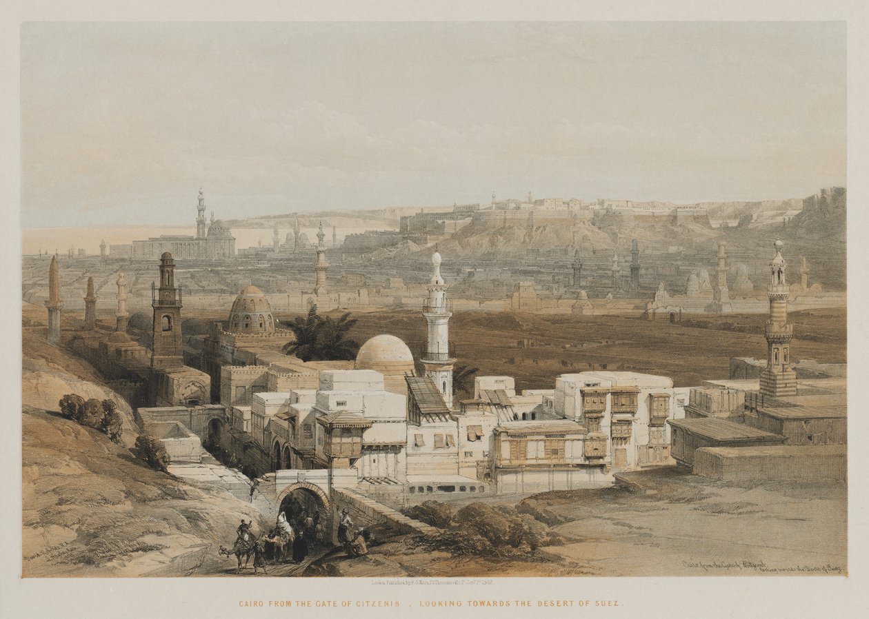 Ägypten und Nubien, Band III: Kairo vom Tor von Citzenib, Blick Richtung Wüste von Suez von Louis Haghe