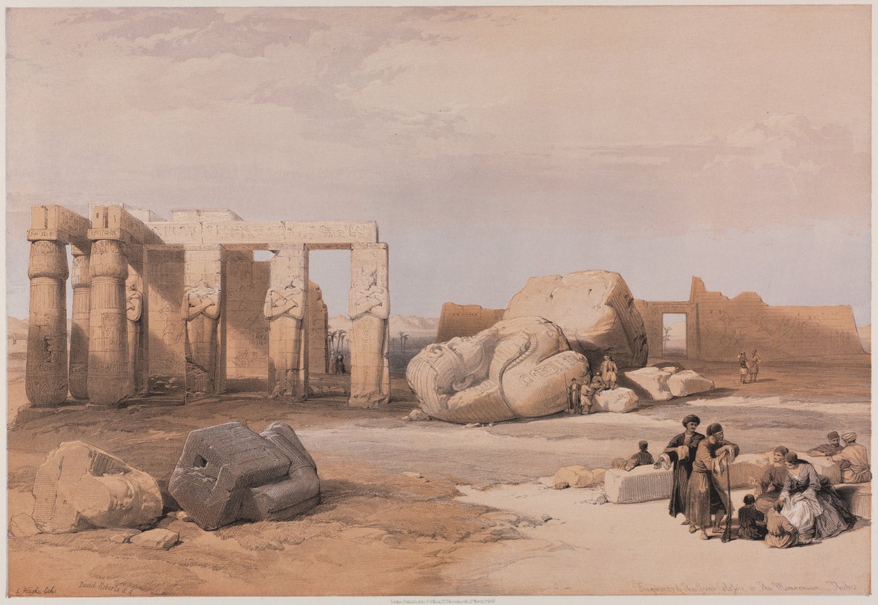 Ägypten und Nubien, Band II: Fragmente der großen Kolosse im Memnonium, Theben von Louis Haghe