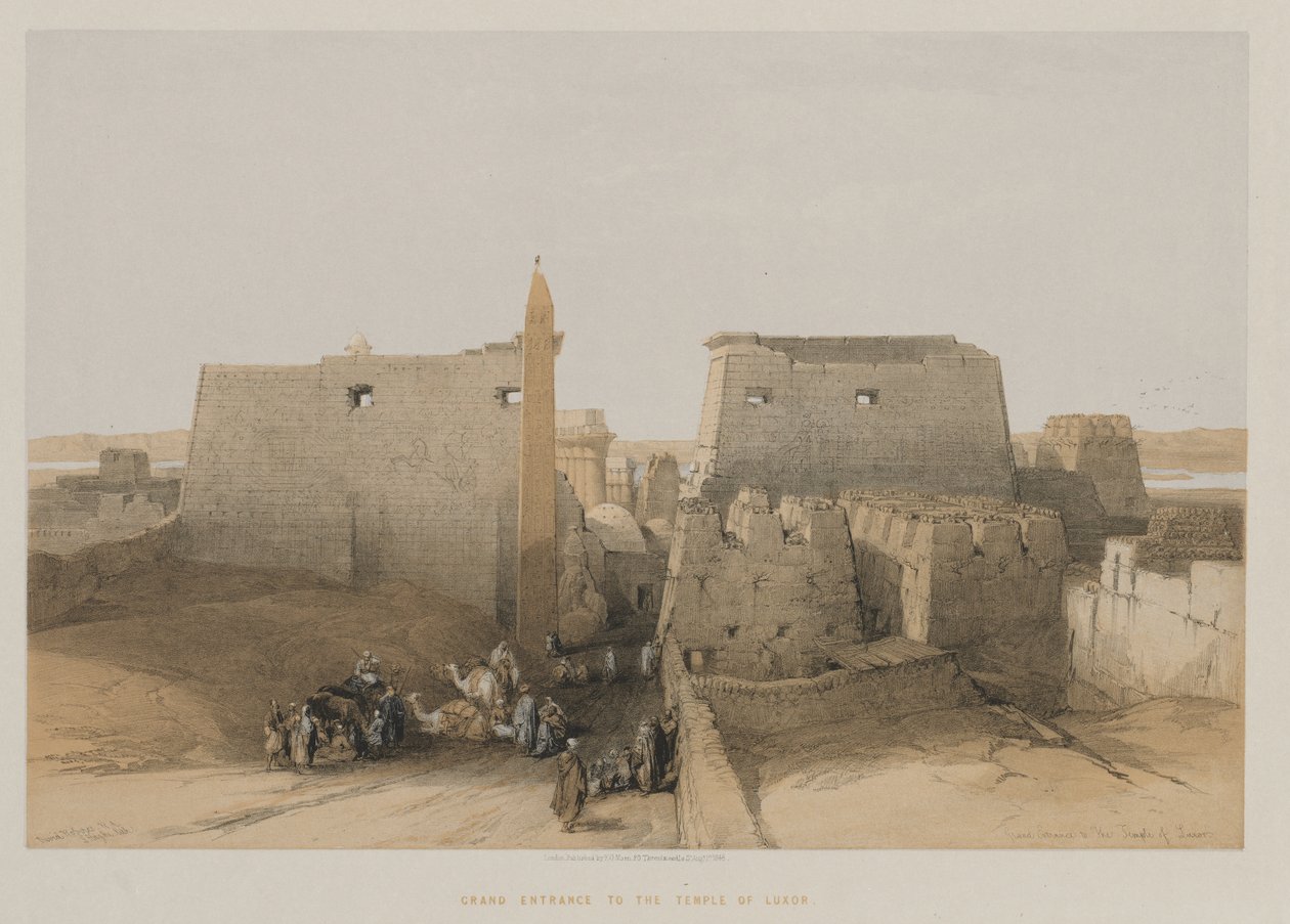 Ägypten und Nubien, Band II: Haupteingang zum Tempel von Luxor, 1848 von Louis Haghe