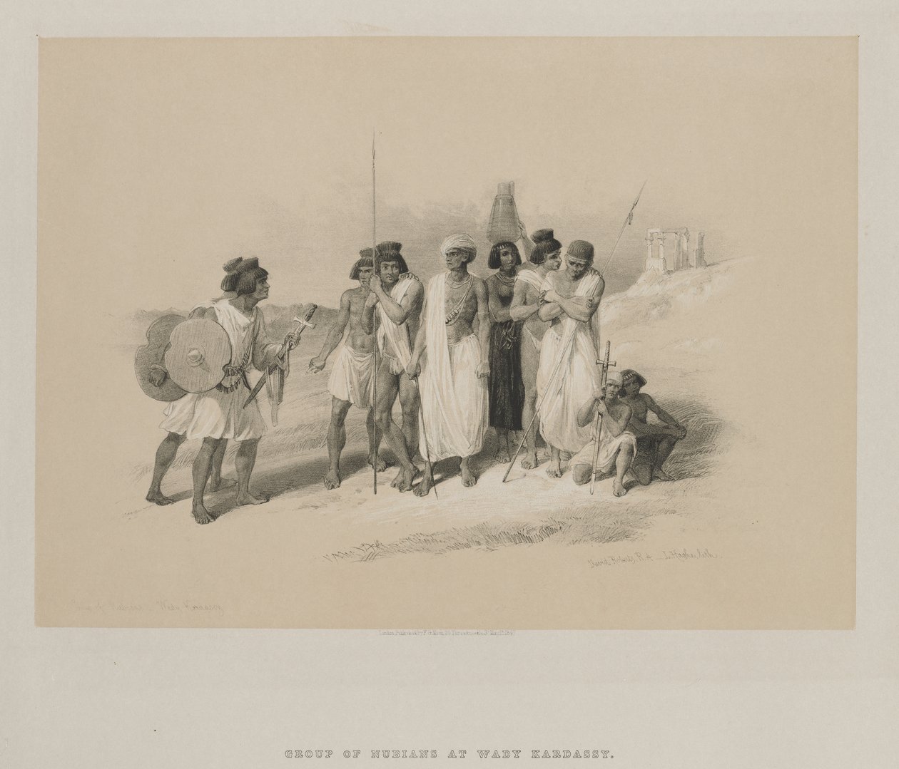 Ägypten und Nubien, Band II: Gruppe von Nubiern - Wady Kardasey von Louis Haghe