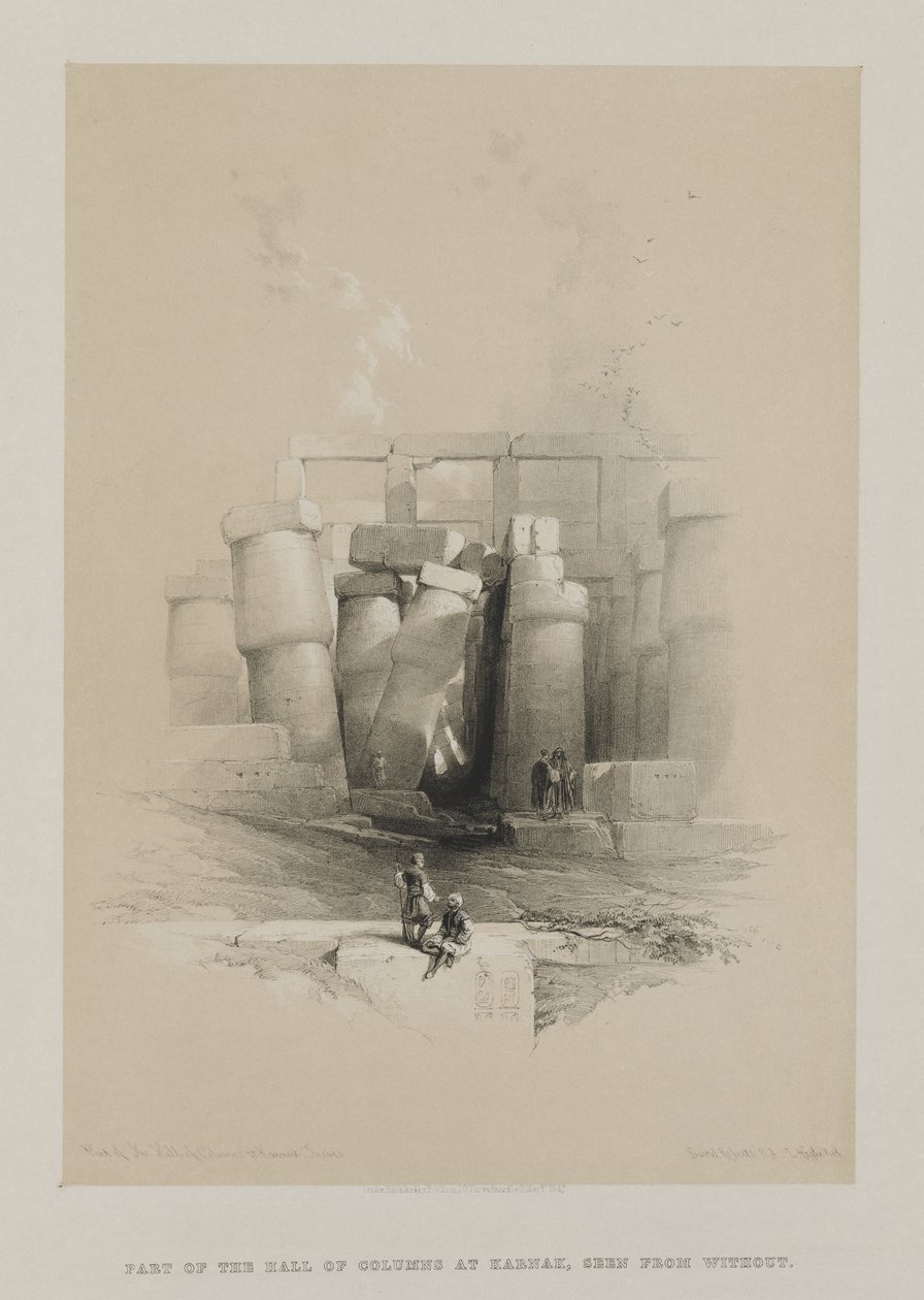 Ägypten und Nubien, Band II: Teil der Säulenhalle in Karnak, Theben von Louis Haghe
