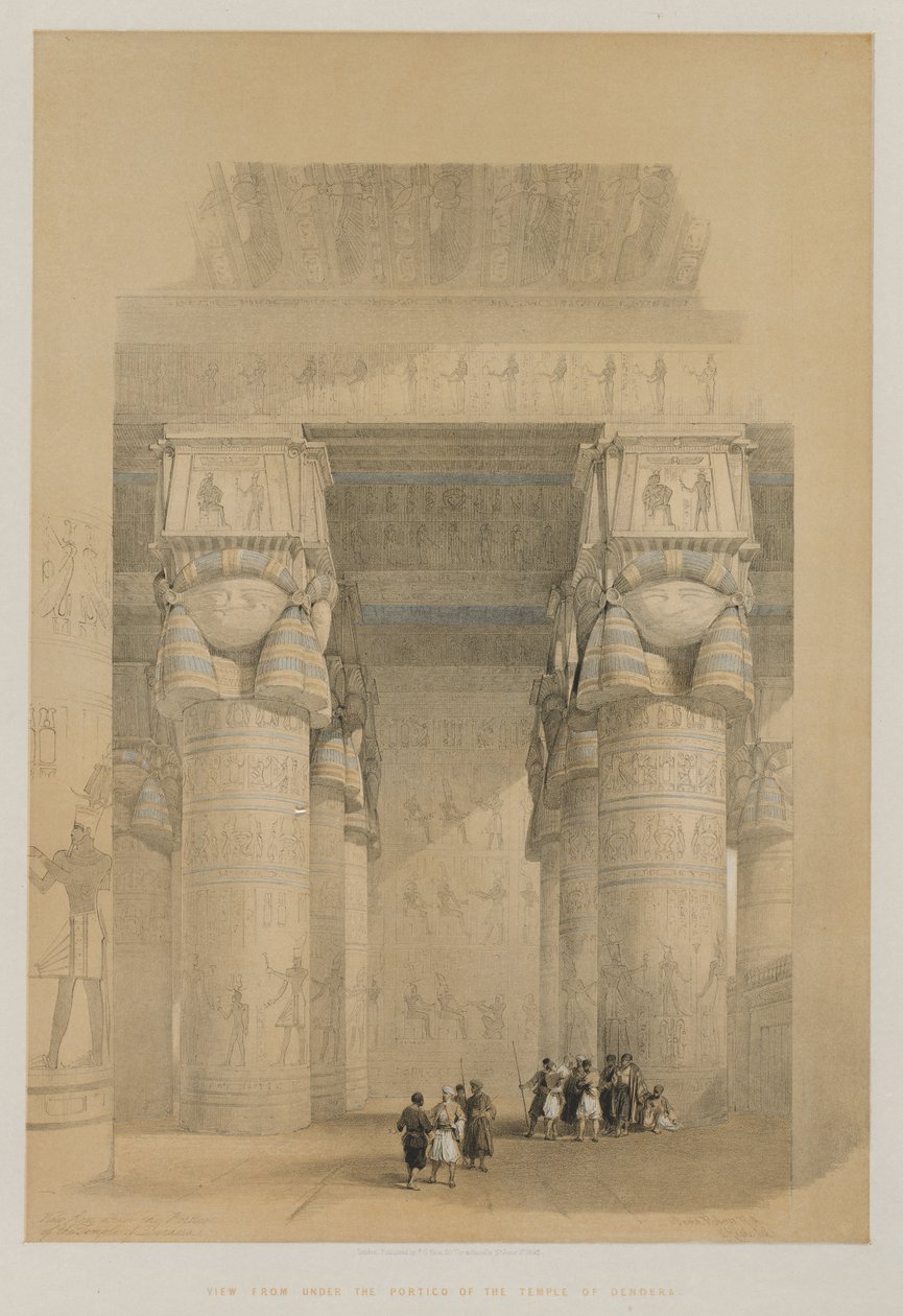 Ägypten und Nubien, Band II: Blick unter dem Portikus des Tempels von Dendera von Louis Haghe