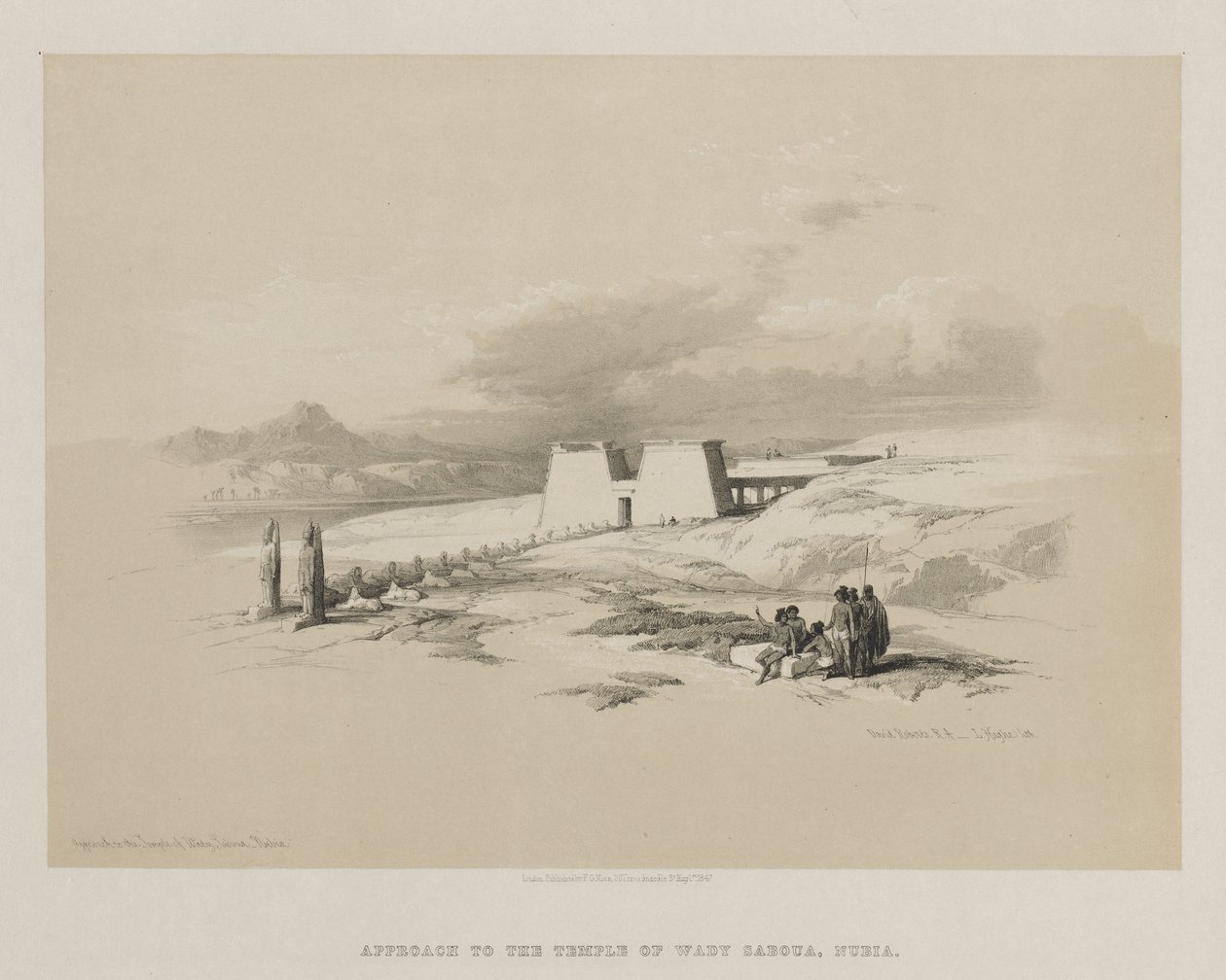 Ägypten und Nubien, Band I: Annäherung an den Tempel von Wady Saboua, Nubien, 1847 von Louis Haghe