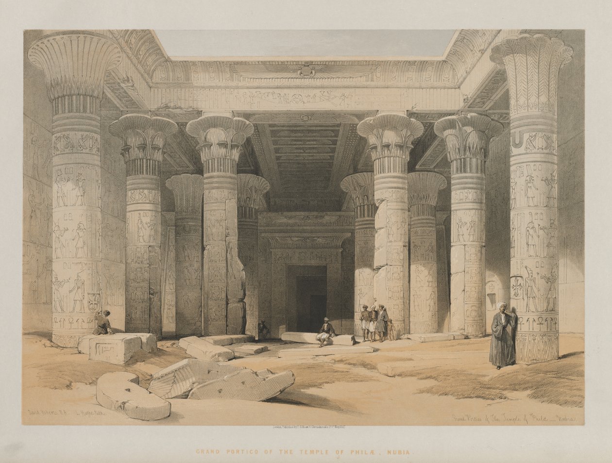 Ägypten und Nubien, Band I: Großer Portikus des Tempels von Philae, Nubien von Louis Haghe