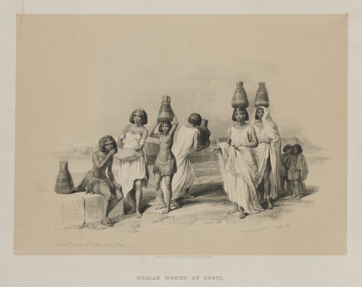 Ägypten und Nubien, Band I: Nubische Frauen in Kortie am Nil, 1847 von Louis Haghe