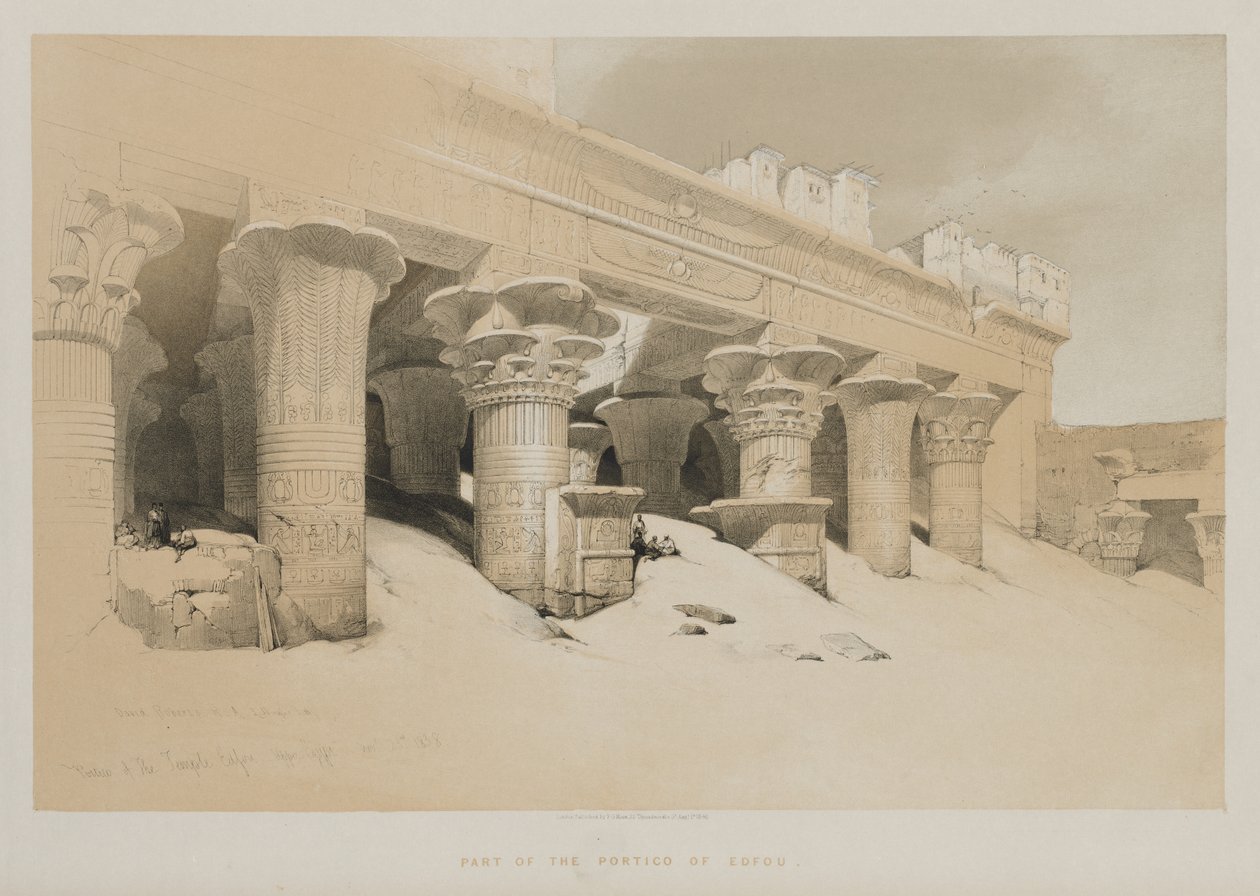 Ägypten und Nubien Band I: Portikus des Tempels Edfou, Oberägypten, 1846 von Louis Haghe