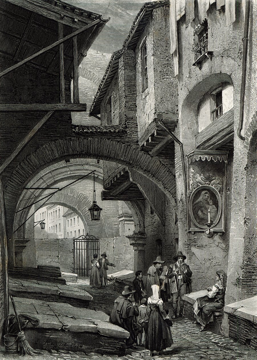 Das Ghetto, Rom, graviert von S.V. Hunt, Cassell und Company, 1847 von Louis Haghe