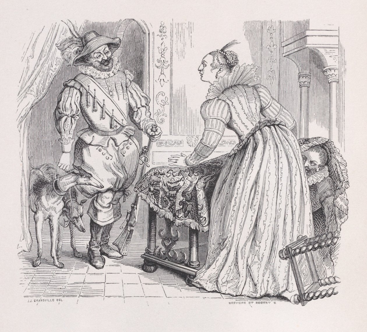 Die Jagd aus Die vollständigen Werke von Béranger, 1836 von Louis Henri Brevière, Cesar Auguste Hebert