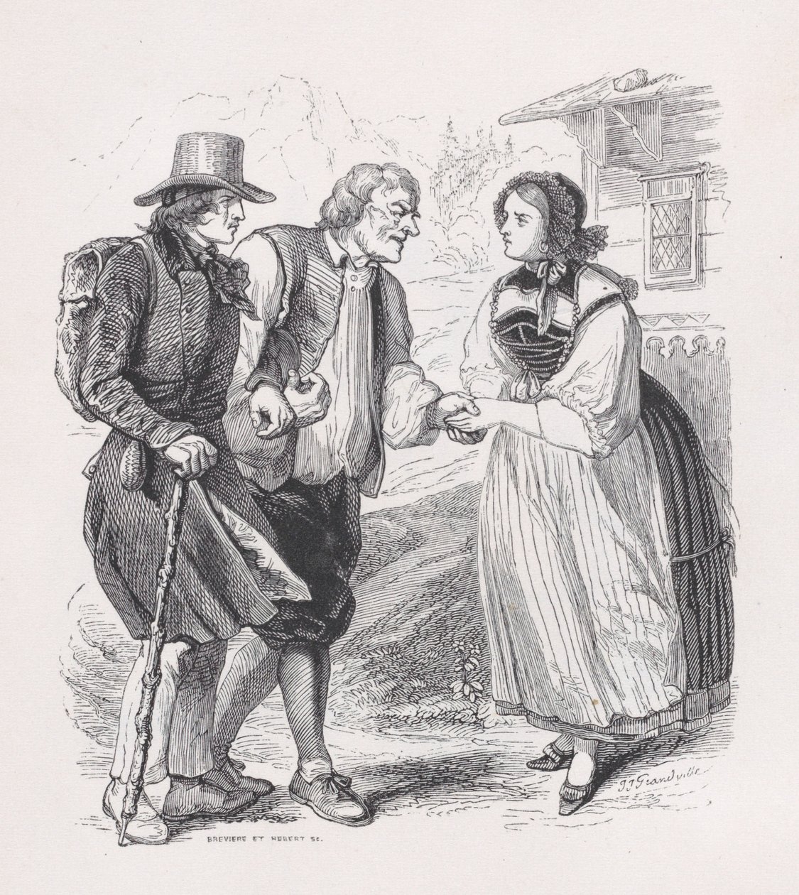 Der Reisende aus Die vollständigen Werke von Béranger, 1836 von Louis Henri Brevière, Cesar Auguste Hebert