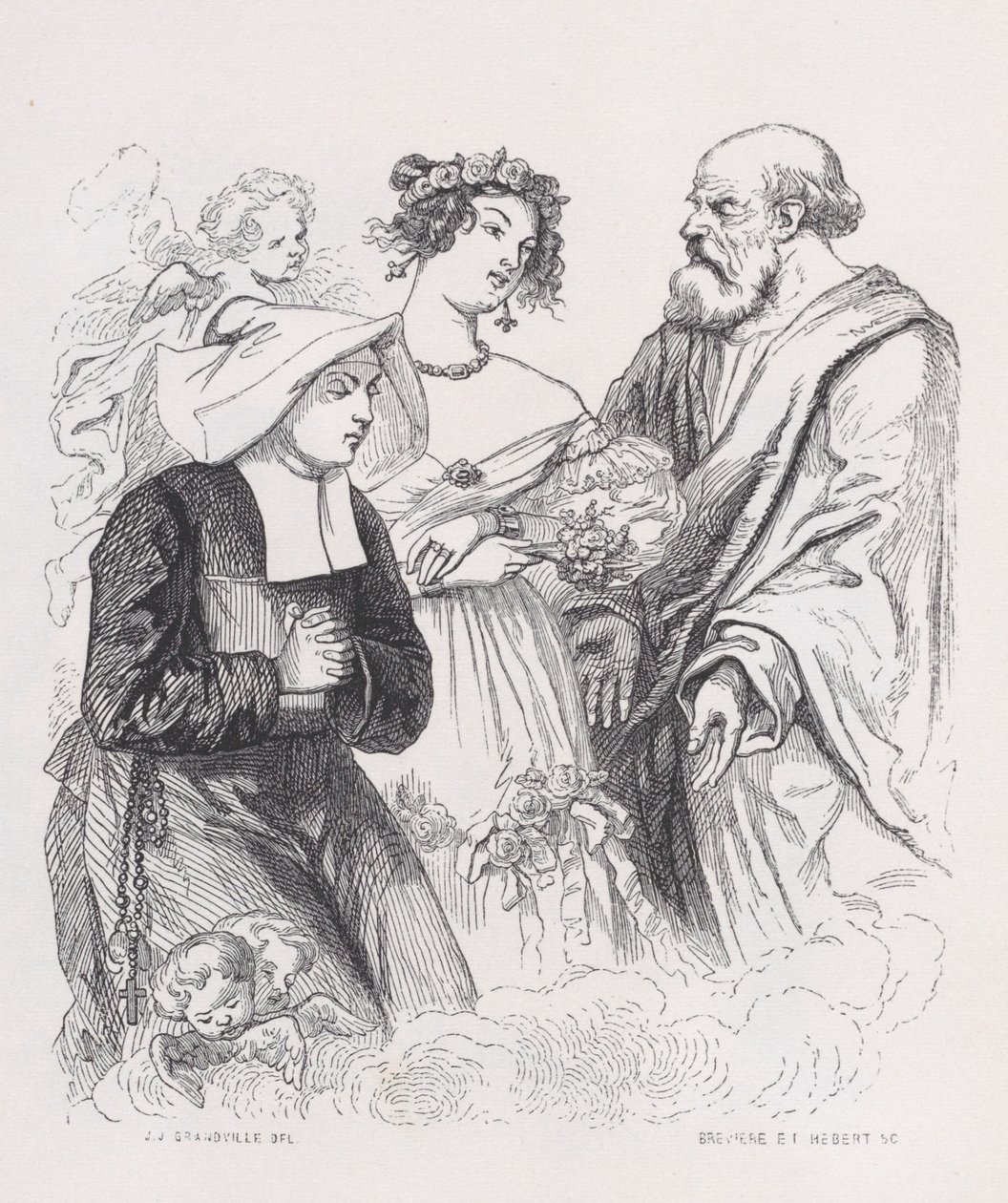 Die zwei Schwestern der Barmherzigkeit aus den gesammelten Werken von Béranger von Louis Henri Brevière, Cesar Auguste Hebert