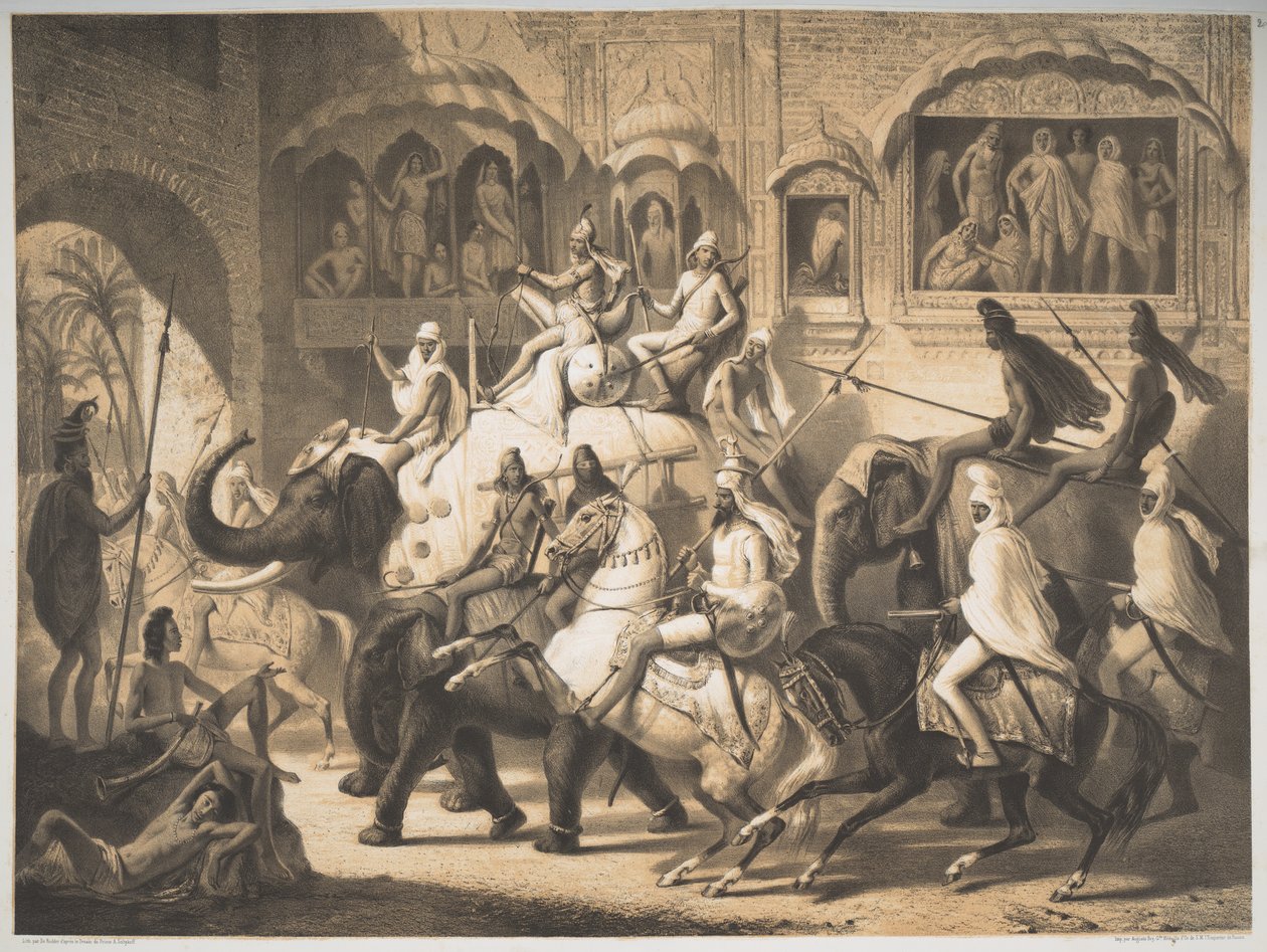 Eine Straße in Lahore, März 1842 von Louis Henri de Rudder